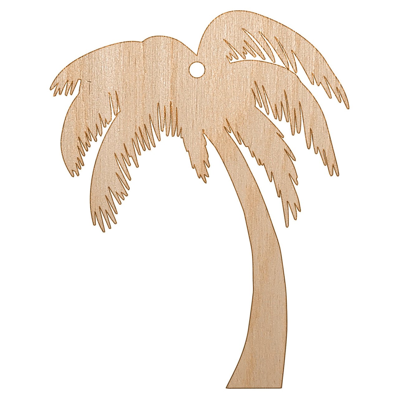 Palm Tree Tropical Solid Unfinished Craft Wood Holiday Christmas Tree DIY Pre-Drilled Ornament